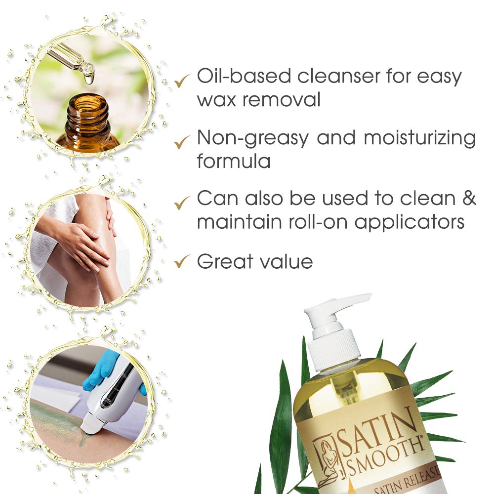 Satin Smooth Release Wax Residue Remover Oil - 16 Oz | Effortlessly Eliminate Sticky Residue After Hair Removal for Flawless Skin