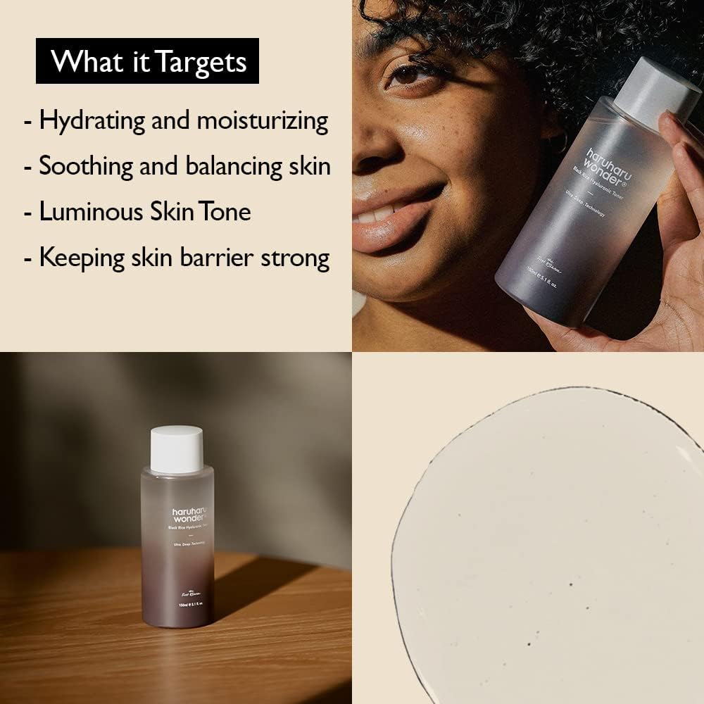 Wonder Black Rice Hyaluronic Toner - Achieve Deep Hydration and Glass Skin with Vegan-Friendly Formula, Infused with Lavender Oil and Skin-Plumping Hyaluronic Acid, 5.1 Fl.Oz