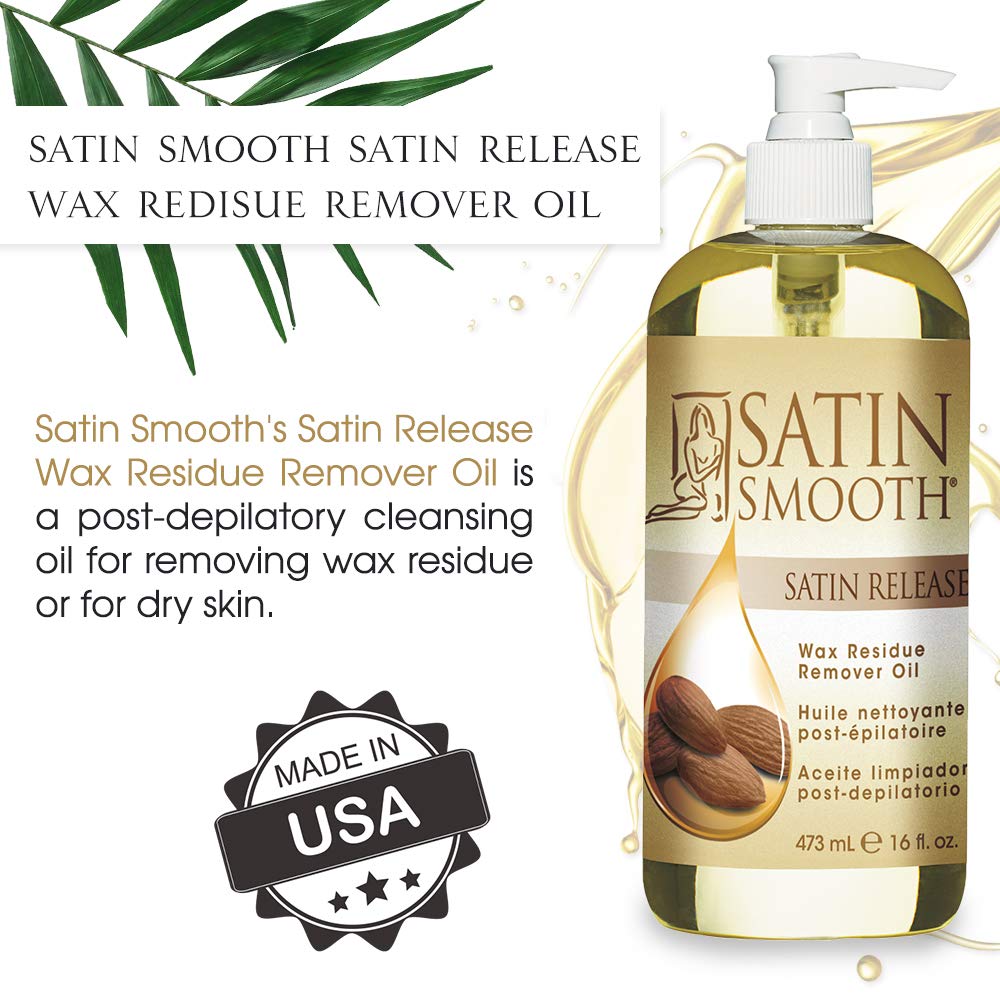 Satin Smooth Release Wax Residue Remover Oil - 16 Oz | Effortlessly Eliminate Sticky Residue After Hair Removal for Flawless Skin