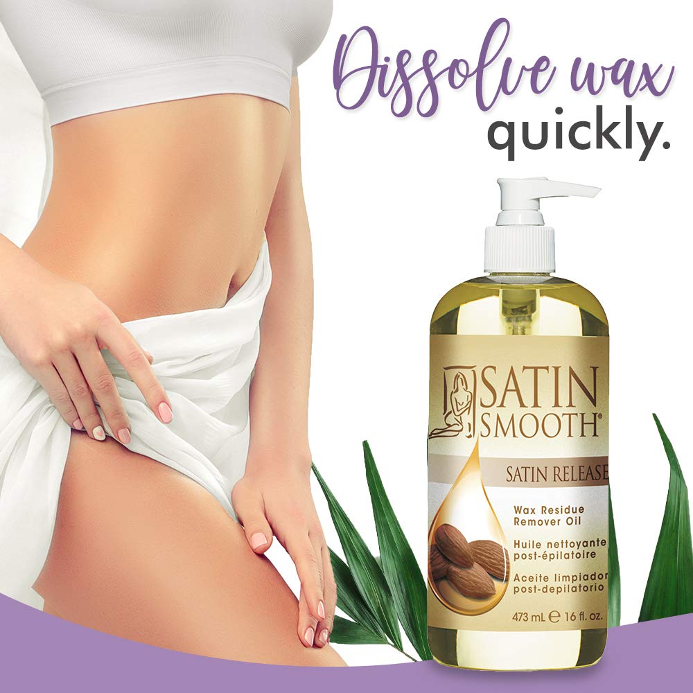 Satin Smooth Release Wax Residue Remover Oil - 16 Oz | Effortlessly Eliminate Sticky Residue After Hair Removal for Flawless Skin