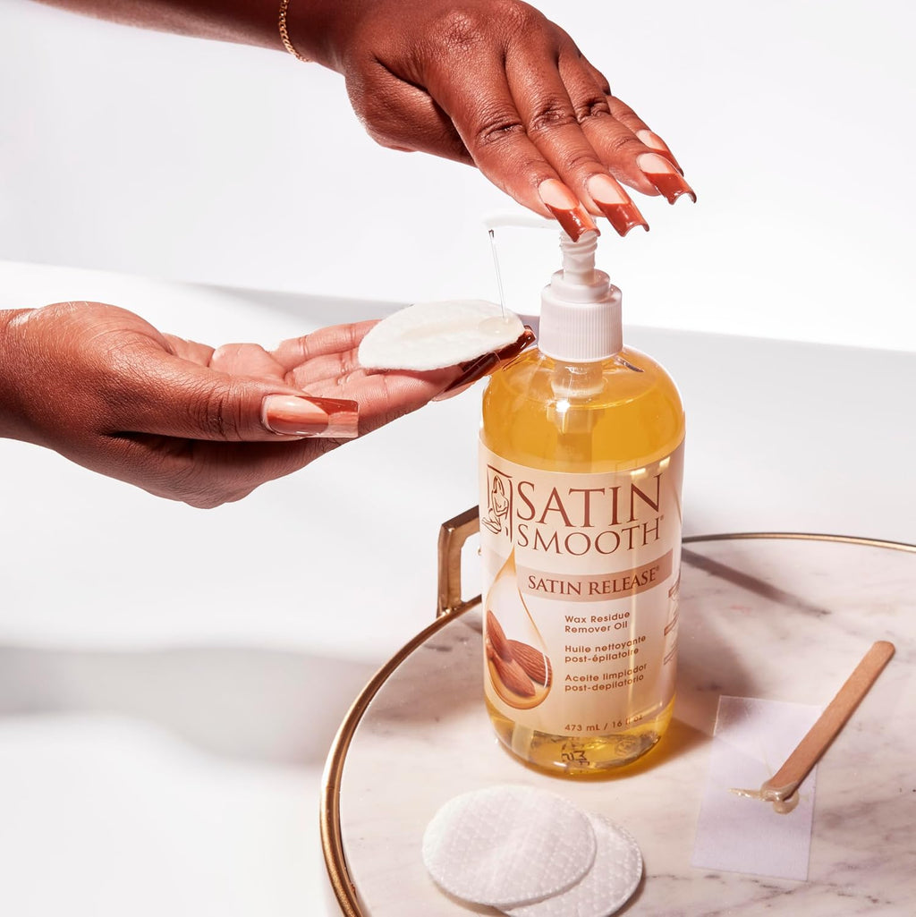 Satin Smooth Release Wax Residue Remover Oil - 16 Oz | Effortlessly Eliminate Sticky Residue After Hair Removal for Flawless Skin