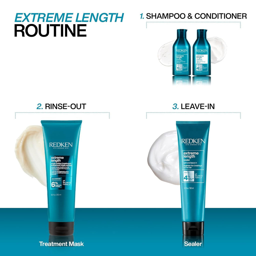 Redken Extreme Length Biotin Conditioner for Longer Hair – Promotes Healthy Hair Growth, Strengthens & Detangles Damaged Hair, Infused with Biotin & Castor Oil​